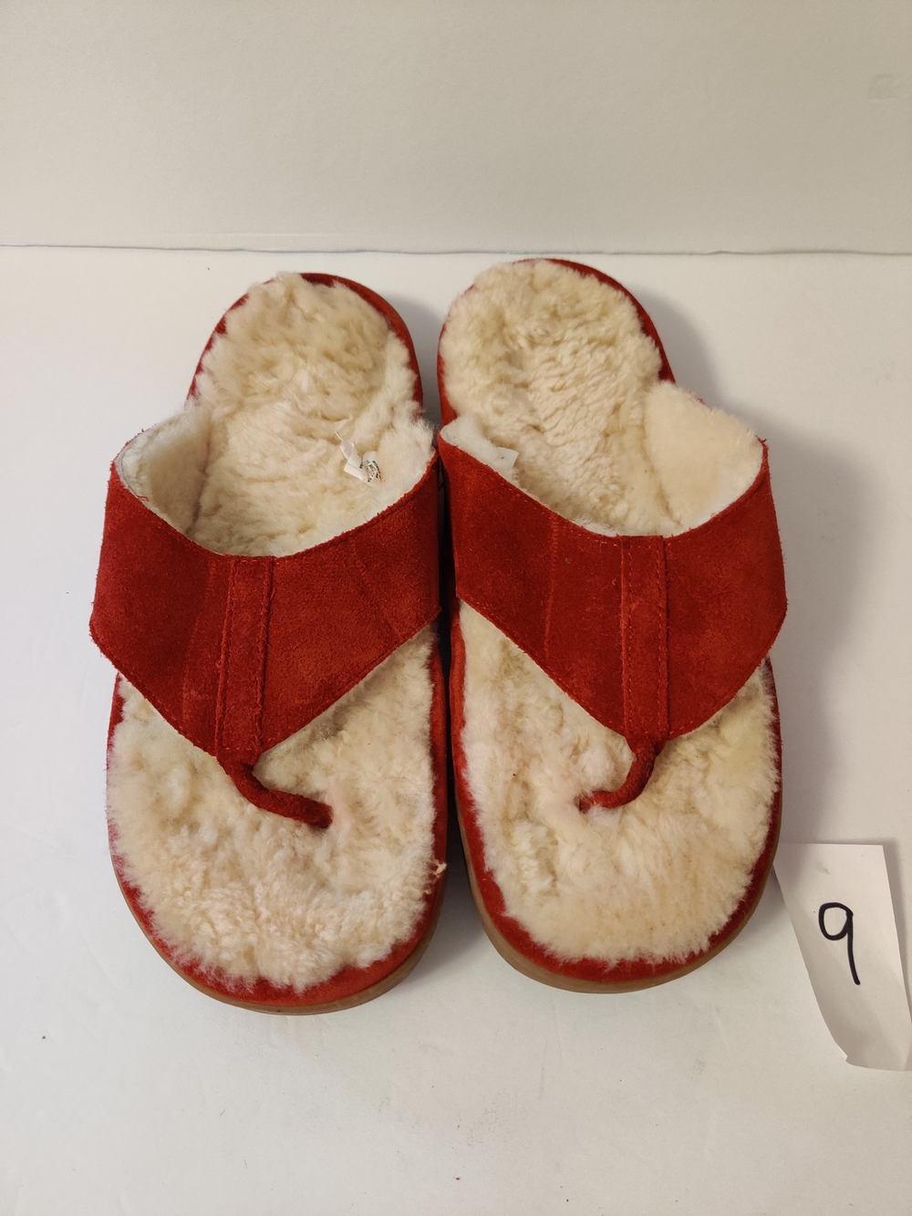 L.L. Bean Red & Cream Shearling Sandals 11